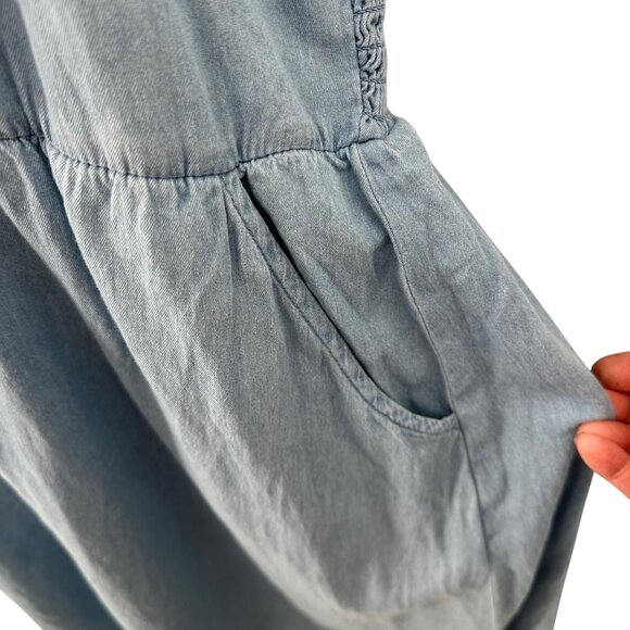 NWT LC Lauren Conrad Womens Chambray Blue Cotton Strap Sleeve Midi Dress XXL - Picture 7 of 13